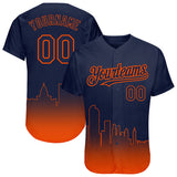 Custom Navy Orange 3D Denver City Edition Fade Fasion Authentic Baseball Jersey