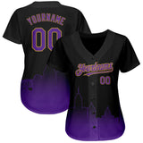 Custom Black Purple-Old Gold 3D Baltimore City Edition Fade Fasion Authentic Baseball Jersey
