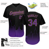 Custom Black Purple-Old Gold 3D Baltimore City Edition Fade Fasion Authentic Baseball Jersey