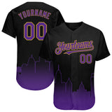 Custom Black Purple-Old Gold 3D Baltimore City Edition Fade Fasion Authentic Baseball Jersey