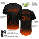 Custom Black Orange 3D Baltimore City Edition Fade Fasion Authentic Baseball Jersey