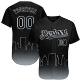 Custom Black Silver 3D Oakland City Edition Fade Fasion Authentic Baseball Jersey