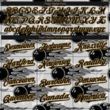 Custom White Black-Old Gold 3D Pattern Design Bowling Ball With Hotrod Flame Authentic Baseball Jersey