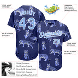 Custom Purple Light Blue-White 3D Pattern Design Tiger Authentic Baseball Jersey