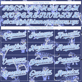 Custom Purple Light Blue-White 3D Pattern Design Tiger Authentic Baseball Jersey