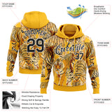 Custom Stitched Gold Black-White 3D Pattern Design Tiger Sports Pullover Sweatshirt Hoodie