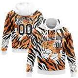 Custom Stitched Orange Black-White 3D Pattern Design Tiger Sports Pullover Sweatshirt Hoodie