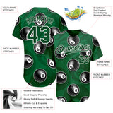 Custom Green White 3D Pattern Design Billiards Snooker 8 Ball Authentic Baseball Jersey