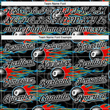 Custom Black White 3D Pattern Design Flaming Billiards Snooker 8 Ball Authentic Baseball Jersey