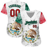 Custom White Red Kelly Green-Black 3D Mexican Flag Authentic Baseball Jersey