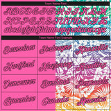 Custom Pink Black 3D PatternTropical Hawaii Palm Leaves Authentic Basketball Jersey