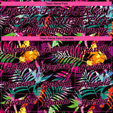 Custom Black Pink-Light Blue 3D Pattern Tropical Hawaii Palm Leaves Authentic Basketball Jersey