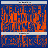 Custom Royal Orange 3D Pattern Design Dripping Splatter Art Authentic Baseball Jersey