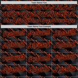 Custom Black Orange 3D Pattern Design Slant Lines Authentic Baseball Jersey