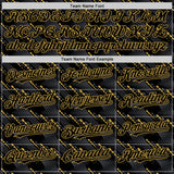 Custom Black Old Gold 3D Pattern Design Slant Lines Authentic Baseball Jersey