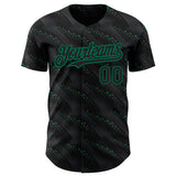 Custom Black Kelly Green 3D Pattern Design Slant Lines Authentic Baseball Jersey