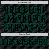 Custom Black Kelly Green 3D Pattern Design Slant Lines Authentic Baseball Jersey