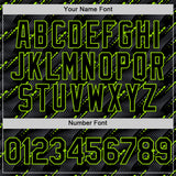Custom Black Neon Green 3D Pattern Design Slant Lines Authentic Baseball Jersey