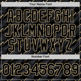 Custom Black Vegas Gold 3D Pattern Design Slant Lines Authentic Baseball Jersey