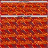 Custom Red Gold 3D Pattern Design Slant Lines Authentic Baseball Jersey