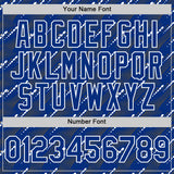 Custom Royal White 3D Pattern Design Slant Lines Authentic Baseball Jersey