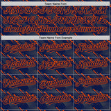 Custom Navy Orange 3D Pattern Design Slant Lines Authentic Baseball Jersey