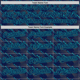 Custom Navy Teal 3D Pattern Design Slant Lines Authentic Baseball Jersey
