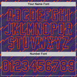 Custom Purple Orange 3D Pattern Design Slant Lines Authentic Baseball Jersey