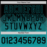 Custom Black Teal 3D Pattern Design Gradient Square Shapes Authentic Baseball Jersey