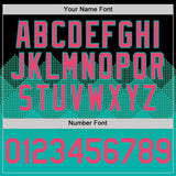Custom Black Neon Pink-Aqua 3D Pattern Design Gradient Square Shapes Authentic Baseball Jersey