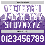 Custom White Purple 3D Pattern Design Gradient Square Shapes Authentic Baseball Jersey