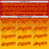 Custom Red Gold 3D Pattern Design Gradient Square Shapes Authentic Baseball Jersey