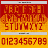 Custom Red Gold 3D Pattern Design Gradient Square Shapes Authentic Baseball Jersey