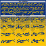 Custom Royal Yellow 3D Pattern Design Gradient Square Shapes Authentic Baseball Jersey