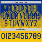Custom Royal Yellow 3D Pattern Design Gradient Square Shapes Authentic Baseball Jersey