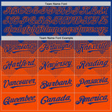Custom Royal Orange 3D Pattern Design Gradient Square Shapes Authentic Baseball Jersey