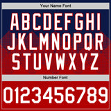 Custom Navy White-Red 3D Pattern Design Gradient Square Shapes Authentic Baseball Jersey