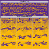 Custom Purple Gold 3D Pattern Design Gradient Square Shapes Authentic Baseball Jersey