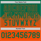 Custom Kelly Green Orange 3D Pattern Design Gradient Square Shapes Authentic Baseball Jersey