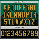 Custom Kelly Green Old Gold-Black 3D Pattern Design Gradient Square Shapes Authentic Baseball Jersey