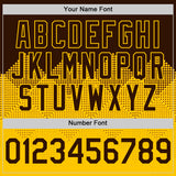 Custom Brown Gold 3D Pattern Design Gradient Square Shapes Authentic Baseball Jersey