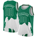 Custom Kelly Green White 3D Pattern Design Abstract Grunge Halftone Art Authentic Basketball Jersey