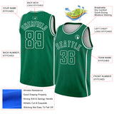 Custom Kelly Green White Geometric Shapes And Side Stripes Authentic City Edition Basketball Jersey