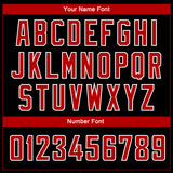 Custom Black Red-White Side Panel Abstract Lines Authentic City Edition Basketball Jersey