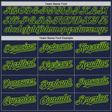 Custom Navy Neon Green 3D Pattern Design Abstract Splatter Grunge Art Authentic Baseball Jersey