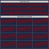 Custom Navy Red 3D Pattern Design Abstract Network Authentic Baseball Jersey