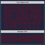 Custom Navy Red 3D Pattern Design Abstract Network Authentic Baseball Jersey