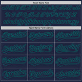 Custom Navy Teal 3D Pattern Design Abstract Network Authentic Baseball Jersey