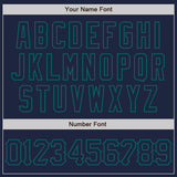 Custom Navy Teal 3D Pattern Design Abstract Network Authentic Baseball Jersey