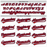 Custom White Red-Navy 3D Pattern Design Curve Lines Authentic Baseball Jersey